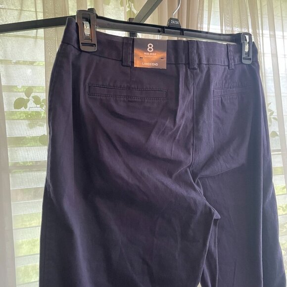 NWT Womens Lands End Mid Rise Trouser Leg Pants Navy Blue Size 8 - Picture 4 of 5
